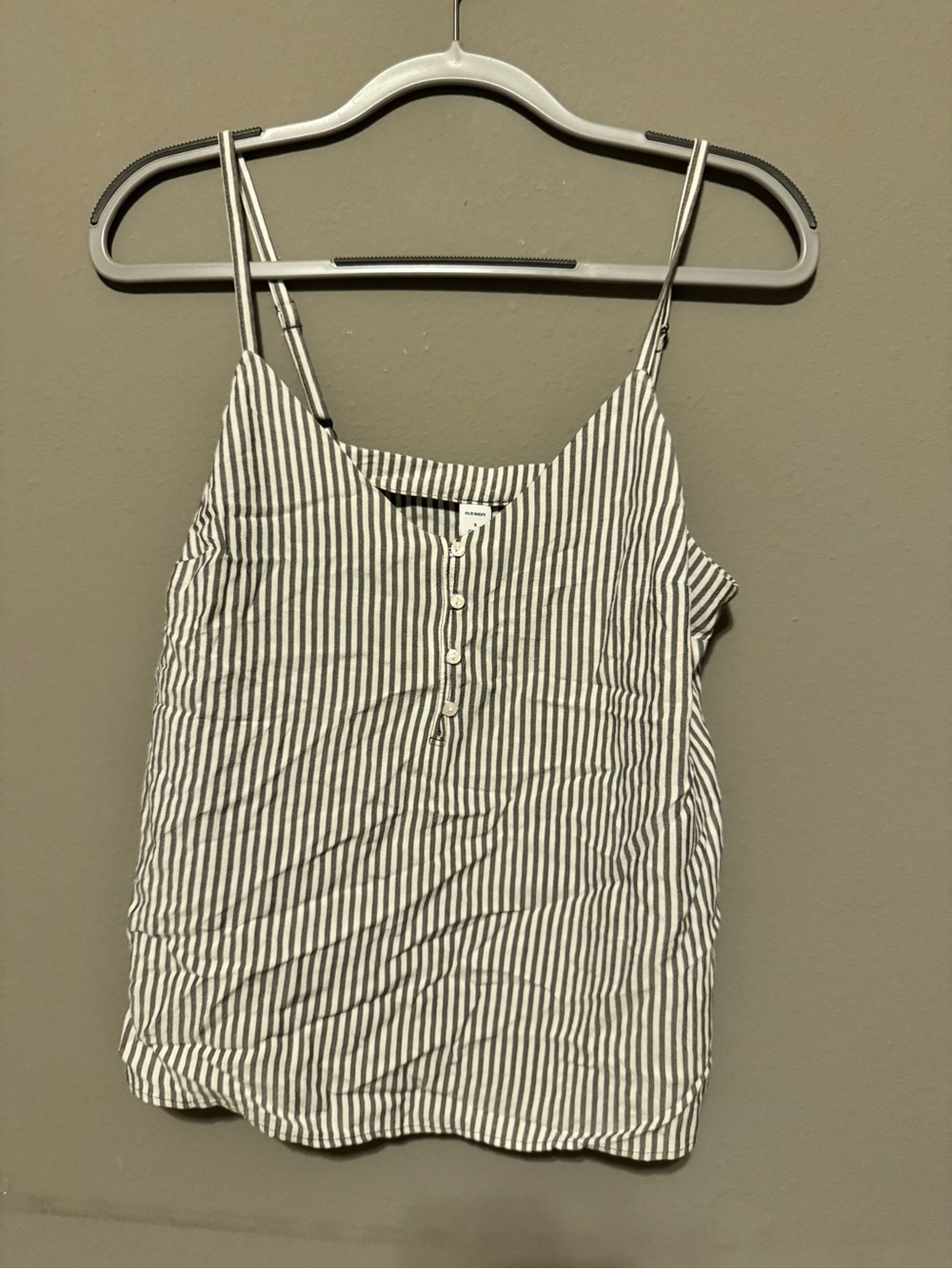 Old Navy Black and White Striped Henley Cami